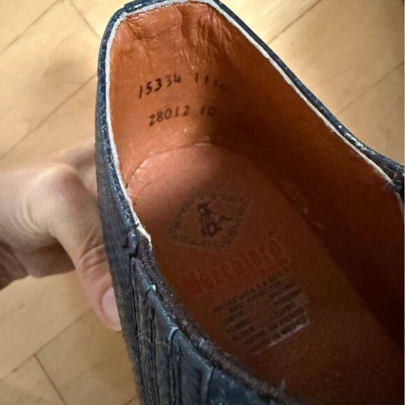 Mezcalero Mexico Made Embossed Leather Western Leather Booties in Blue 10EE - Picture 5 of 16